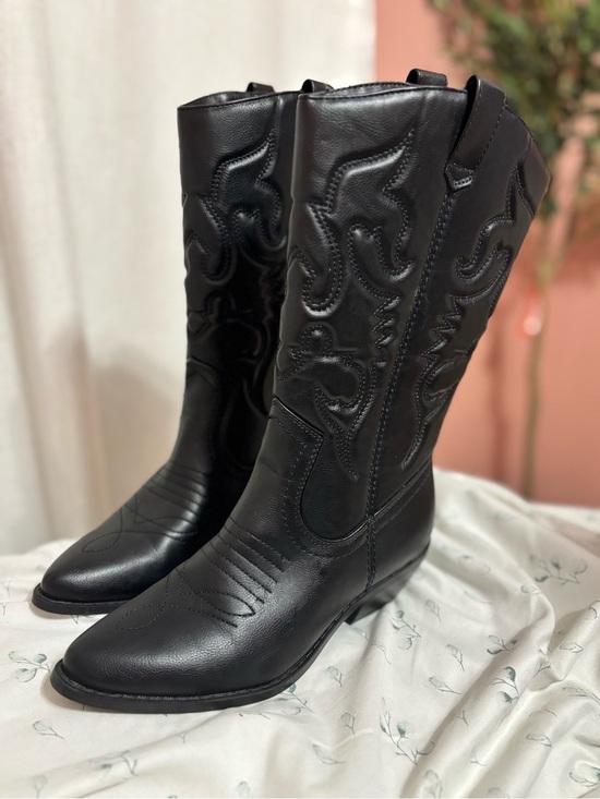 Soda Shoes - Soda Black Western Lace-Up Embroidered Boots